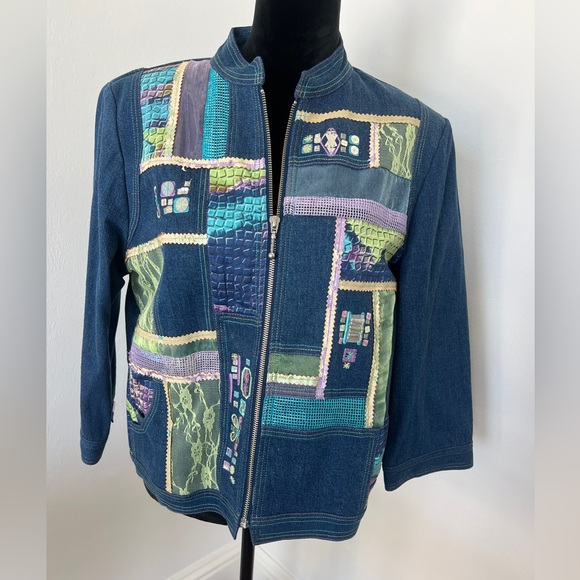 Vintage 90’s Patchwork Denim Jean Jacket by city girl - Picture 1 of 9